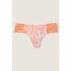 Victorias Secret PINK Victoria's Secret PINK No Show Lace Trim Thong Panty Pure Black Floral