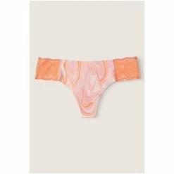 Victorias Secret PINK Victoria's Secret PINK No Show Lace Trim Thong Panty Pure Black Floral -Victoria's Secret PINK Shop unnamed file 1501