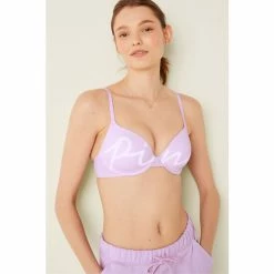 Victorias Secret PINK Victoria's Secret PINK Wear Everywhere T-Shirt Lightly Lined Bra Delicate Violet Logo