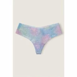 Victorias Secret PINK Victoria's Secret PINK No Show Soft Lace Thong Panty Pure Black