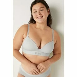 Victorias Secret PINK Victoria's Secret PINK Wear Everywhere Wireless PushUp Bra Grey Tint