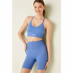 Victorias Secret PINK Victoria's Secret PINK Seamless Lightly Lined Sports Bra Blue Dawn
