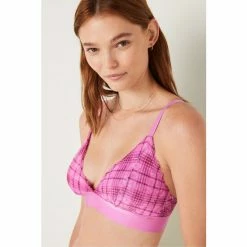 Victorias Secret PINK Victoria's Secret PINK Pink Bloom Plaid Lace Triangle Bralette