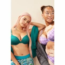 Victorias Secret PINK Victoria's Secret PINK Beaming Blue Shine Smooth Sparkle Strap Push Up Bra