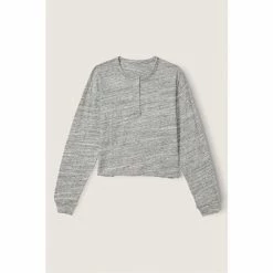 Victorias Secret PINK Victoria's Secret PINK Campus Crop Long Sleeve Henley T-Shirt -Victoria's Secret PINK Shop unnamed file 3262