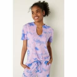 Victorias Secret PINK Victoria's Secret PINK Campus Short Sleeve Notch Neck Tee