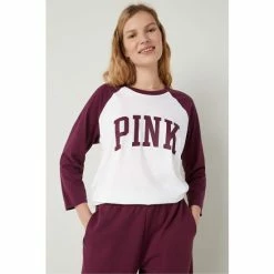 Victorias Secret PINK Victoria's Secret PINK Cotton / Sleeve Campus Baseball T-Shirt