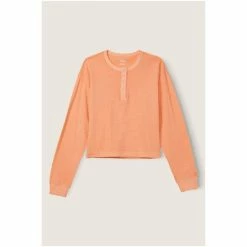 Victorias Secret PINK Victoria's Secret PINK Campus Crop Long Sleeve Henley Tee -Victoria's Secret PINK Shop unnamed file 3386