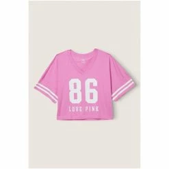 Victorias Secret PINK Victoria's Secret PINK Varsity Short Sleeve Crop V Neck T-Shirt -Victoria's Secret PINK Shop unnamed file 3396