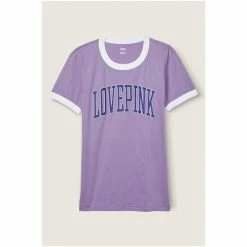Victorias Secret PINK Victoria's Secret PINK Campus Ringer Tee Chalk Violet With Collegiate Logo -Victoria's Secret PINK Shop unnamed file 3401