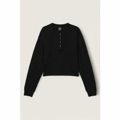 Victorias Secret PINK Victoria's Secret PINK Campus Crop Long Sleeve Henley Tee -Victoria's Secret PINK Shop unnamed file 3483
