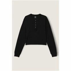 Victorias Secret PINK Victoria's Secret PINK Campus Crop Long Sleeve Henley Tee -Victoria's Secret PINK Shop unnamed file 3485