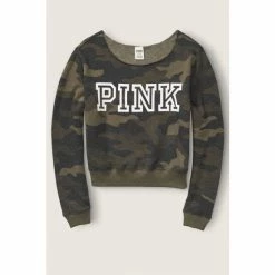Victorias Secret PINK Victoria's Secret PINK Classic Logo Off Shoulder Sweatshirt Heather Stone Grey -Victoria's Secret PINK Shop unnamed file 4119