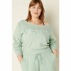 Victorias Secret PINK Victoria's Secret PINK Everyday Lounge Off The Shoulder Sweatshirt Pink Daisy Logo