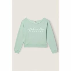 Victorias Secret PINK Victoria's Secret PINK Everyday Lounge Off The Shoulder Sweatshirt Pink Daisy Logo -Victoria's Secret PINK Shop unnamed file 4142