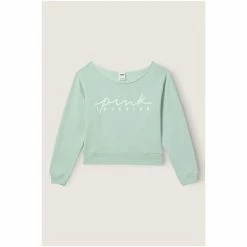 Victorias Secret PINK Victoria's Secret PINK Everyday Lounge Off The Shoulder Sweatshirt Pink Daisy Logo -Victoria's Secret PINK Shop unnamed file 4144