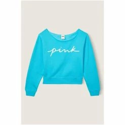 Victorias Secret PINK Victoria's Secret PINK Everyday Lounge Off The Shoulder Sweatshirt Pink Daisy Logo -Victoria's Secret PINK Shop unnamed file 4146