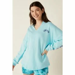 Victorias Secret PINK Victoria's Secret PINK Varsity Notch Crew Blue Breeze