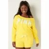 Victorias Secret PINK Victoria's Secret PINK Everyday Lounge Off The Shoulder Sweatshirt Optic White Tropical Logo