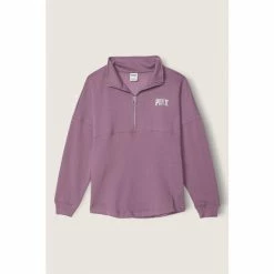 Victorias Secret PINK Victoria's Secret PINK Victoria's Secret PINK Varsity Half Zip Sweatshirt Mauve Ice