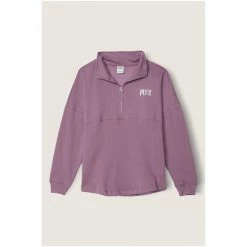 Victorias Secret PINK Victoria's Secret PINK Victoria's Secret PINK Varsity Half Zip Sweatshirt Mauve Ice -Victoria's Secret PINK Shop unnamed file 4191