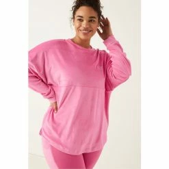 Victorias Secret PINK Victoria's Secret PINK Varsity Velour Crew Dahlia With Foil Shine