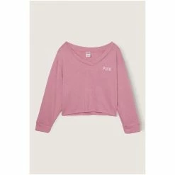 Victorias Secret PINK Victoria's Secret PINK Hazel Green Soft French Terry V Neck Sweater -Victoria's Secret PINK Shop unnamed file 4256