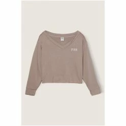 Victorias Secret PINK Victoria's Secret PINK Hazel Green Soft French Terry V Neck Sweater -Victoria's Secret PINK Shop unnamed file 4257