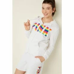 Victorias Secret PINK Victoria's Secret PINK Everyday Lounge Perfect FullZip Optic White Pride Classic Logo