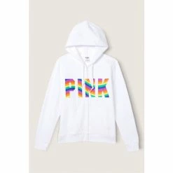 Victorias Secret PINK Victoria's Secret PINK Everyday Lounge Perfect FullZip Optic White Pride Classic Logo -Victoria's Secret PINK Shop unnamed file 4337
