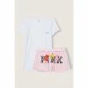 Victorias Secret PINK Victoria's Secret PINK White & Pink Floral Logo Sleep Boxy Set