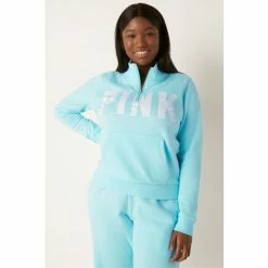 Victorias Secret PINK Victoria's Secret PINK Everyday Lounge Perfect QuarterZip Fleece Capri Pink Script Logo