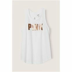 Victorias Secret PINK Victoria's Secret PINK Everyday Tank Optic White With Rose Gold Foil Classic Logo -Victoria's Secret PINK Shop unnamed file 4909