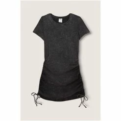Victorias Secret PINK Victoria's Secret PINK Ruched Side Short Sleeve Dress Pure Black Wash -Victoria's Secret PINK Shop unnamed file 5075