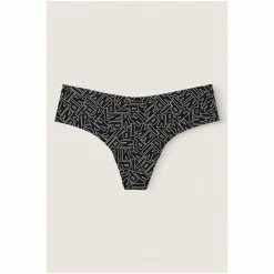Victorias Secret PINK Victoria's Secret PINK No Show Thong Panty Pure Black Logo Print -Victoria's Secret PINK Shop unnamed file 727