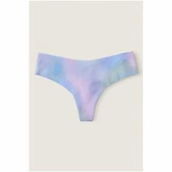 Victorias Secret PINK Victoria's Secret PINK No Show Cotton Thong Underwear Pink Bloom With Graphic