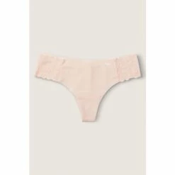 Victorias Secret PINK Victoria's Secret PINK No Show Thong Pure Black Soft Floral