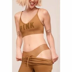 Victorias Secret PINK Victoria's Secret PINK Warm Brown NoShow Soft Lace Cheekster Panty