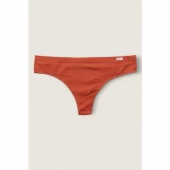Victorias Secret PINK Victoria's Secret PINK Seamless Thong Panty Coral Cream With Graphic