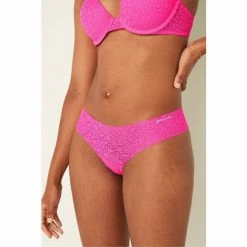 Victorias Secret PINK Victoria's Secret PINK Atomic Pink No Show Soft Lace Thong Panty